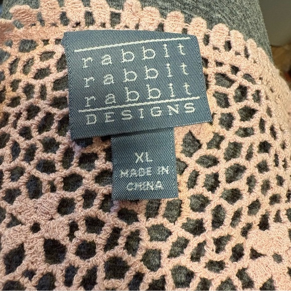 Y2K Boho Open-Net Crochet Cardigan Rabbit Rabbit Rabbit Womens M-L Cropped - Picture 4 of 7